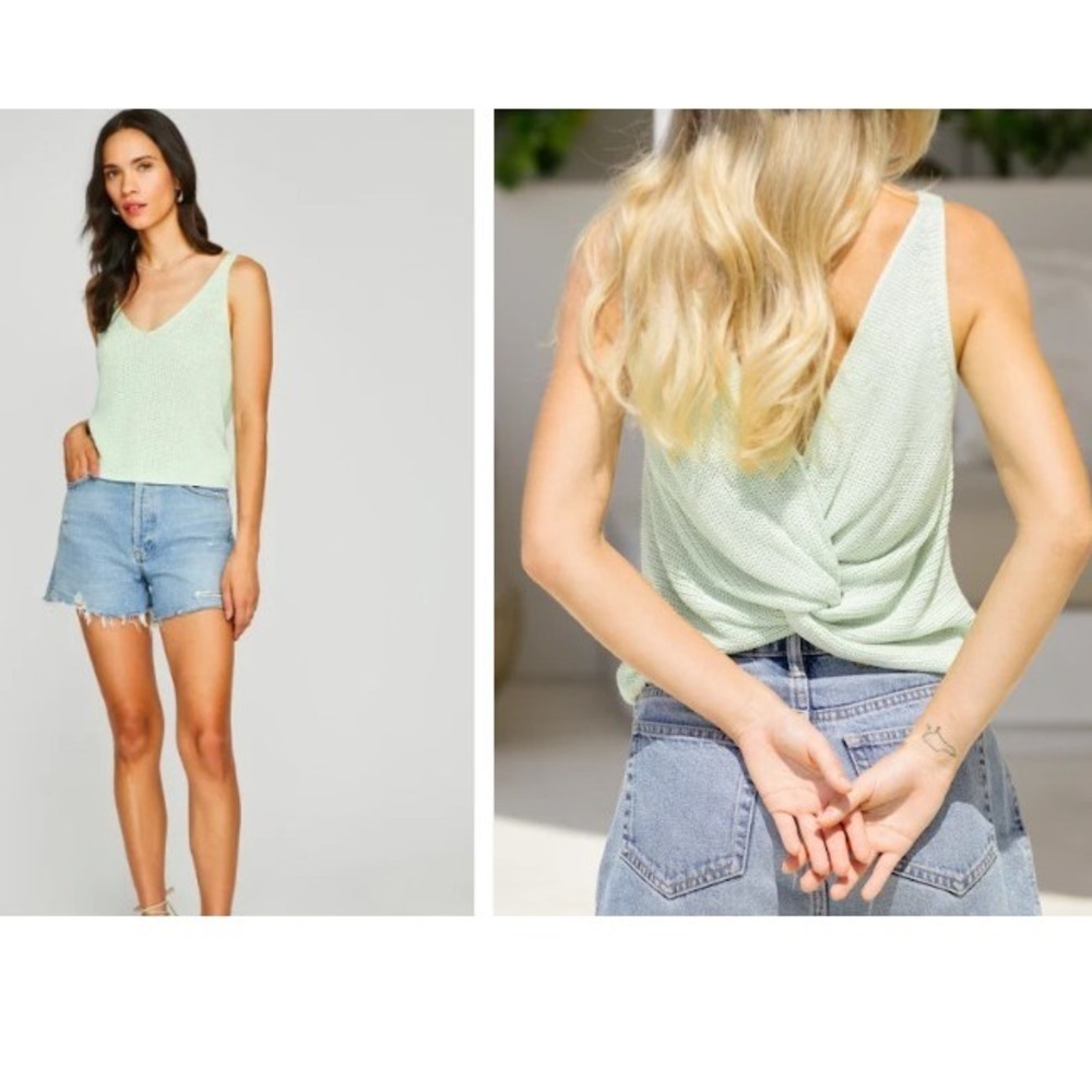 Gentle Fawn Sadie Knit Tank Lime Pastel Green Sleeveless Sweater Boho Cottage S